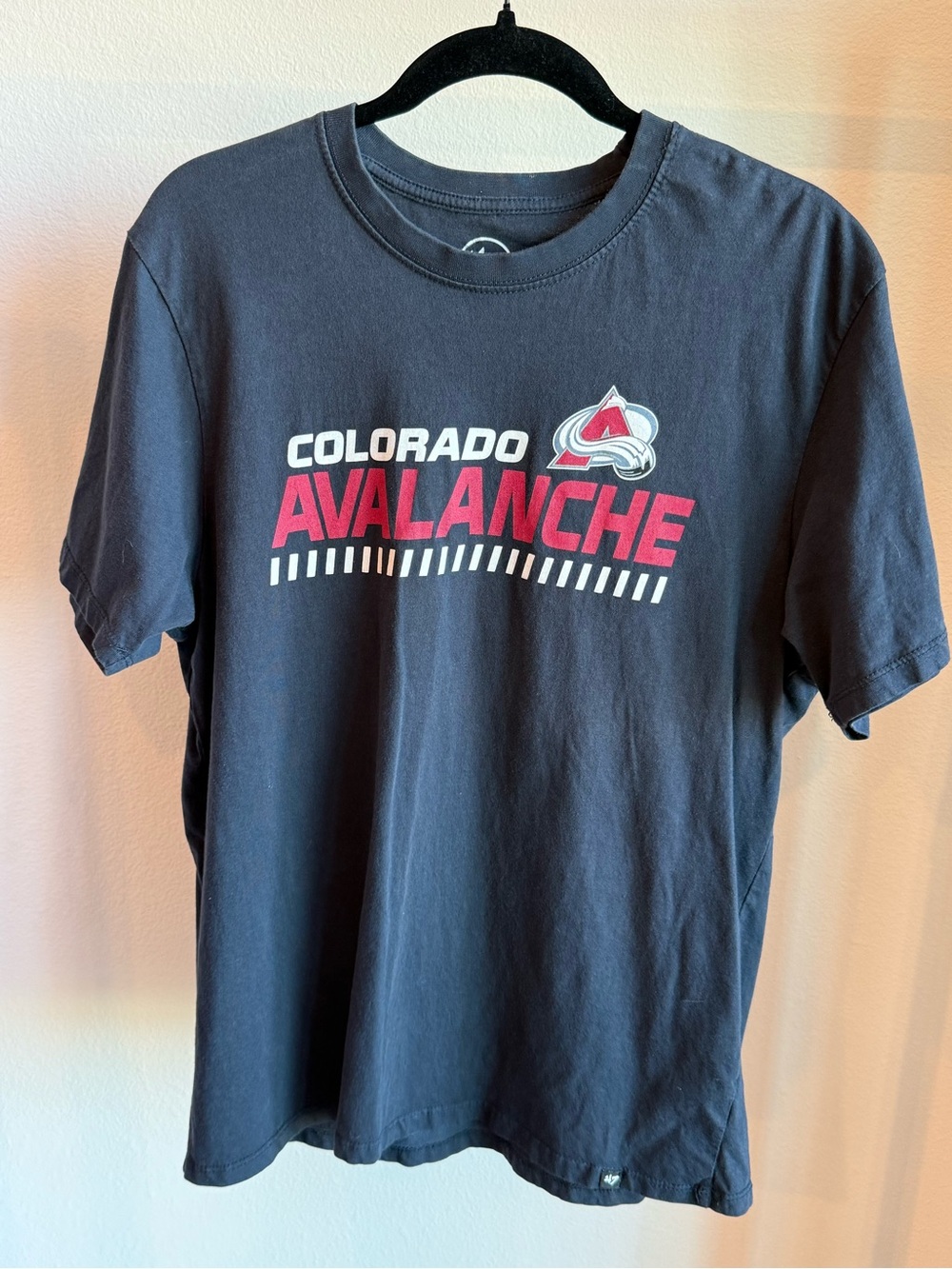 47 Brand Colorado Avalanche Black Tee with Red and White Logo